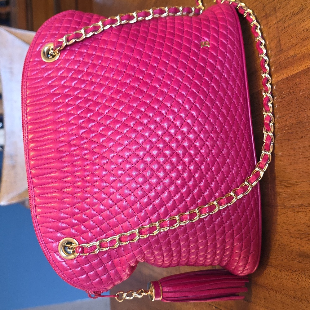 Bally Hot Pink Quilted Leather Shoulder Bag with Gold Chain - Picture 1 of 16